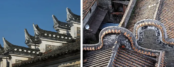 圖片說明：左 馬頭牆-安徽地區；右 鑊耳牆-嶺南地區。來源網路