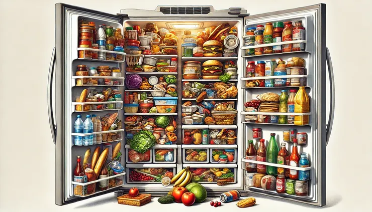 AI畫的冰箱有點太過健康了，阿嬤的冰箱應該有更多紅白相間的塑膠袋。圖片由Chatgpt所製。