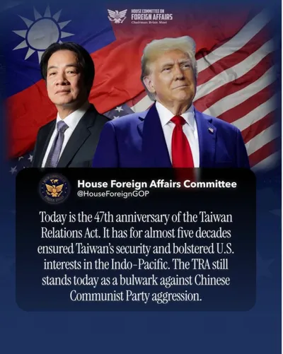 一圖解千釋 - 台灣關係法立法47週年 美國會秀川賴照挺台