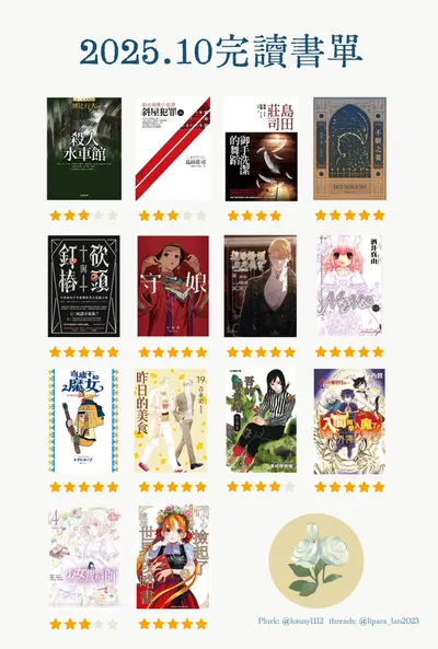 2025年10月完讀書單-漫畫區
