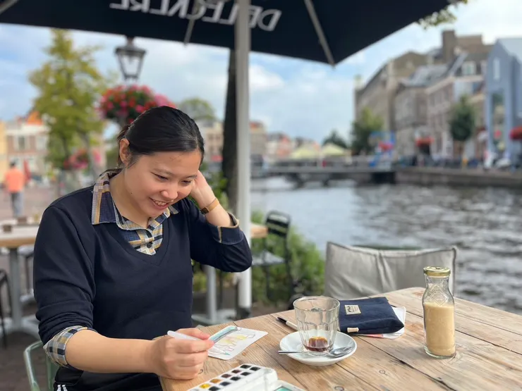 荷蘭 Leiden 小鎮 - 河畔旁的水彩速寫 Credit: Bea Lin