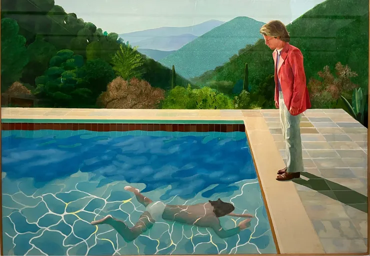 大衛·霍克尼《藝術家肖像（泳池與兩個人像）》,1972