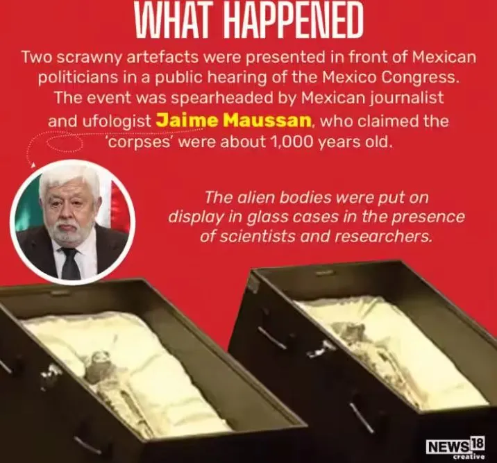 在墨西哥國會的UFO聽證會上展示的兩具「外星人遺骸」