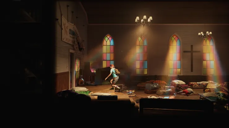 教堂裡鑲嵌彩繪玻璃窗