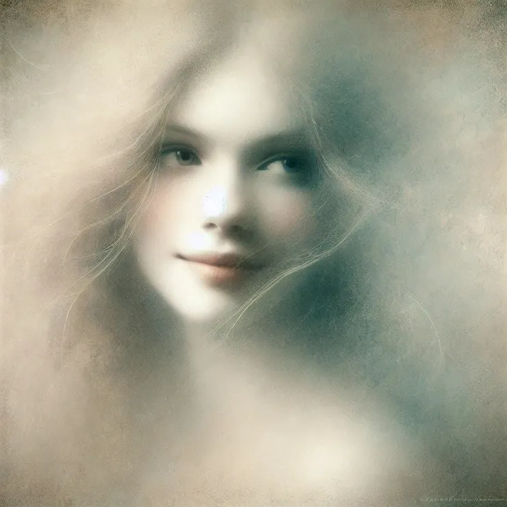 She exists now in photographs like this one—faded, soft, barely there—as if she’s slipping through the boundaries of time itself.