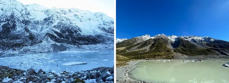 圖左:七月雪季;圖右:四月初秋