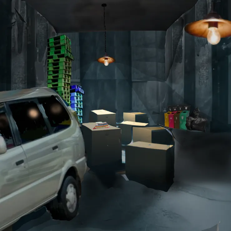 有如「頭目大廳」的高聳地穴，小繪聞到垃圾味、汽油味、灰塵味。