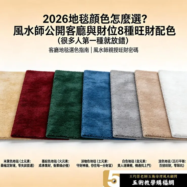 2026 地毯顏色怎麼選？風水師公開客廳與財位 8 種旺財配色（很多人第一種就放錯）