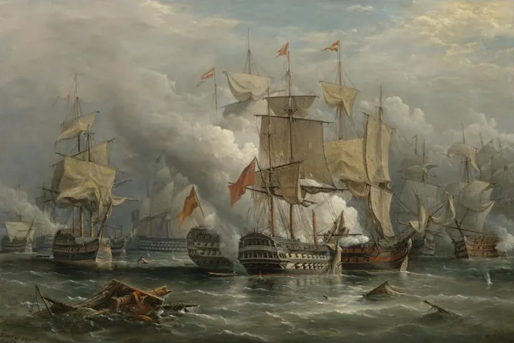 聖文森角海戰，理查德·布里奇斯·比奇繪製，1881年