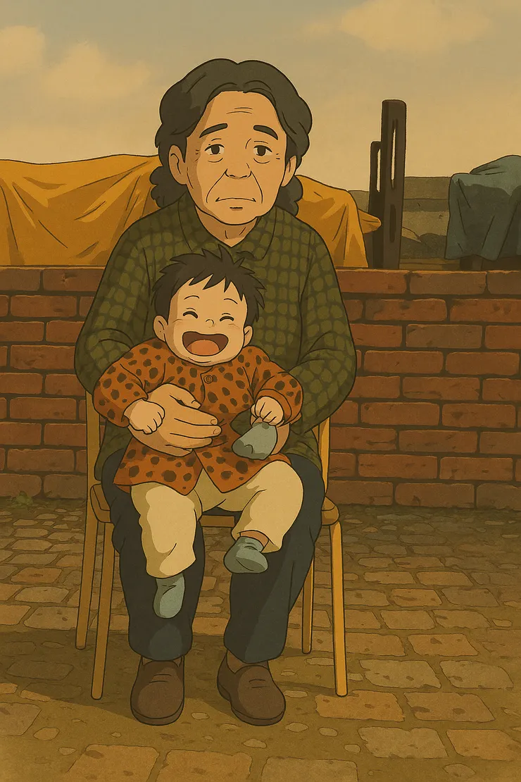 小時候與黑髮奶奶的合照