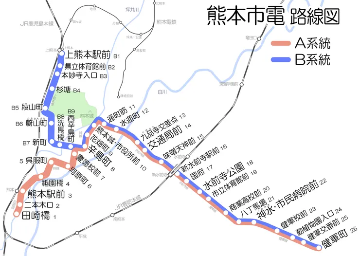熊本市營電車路線圖