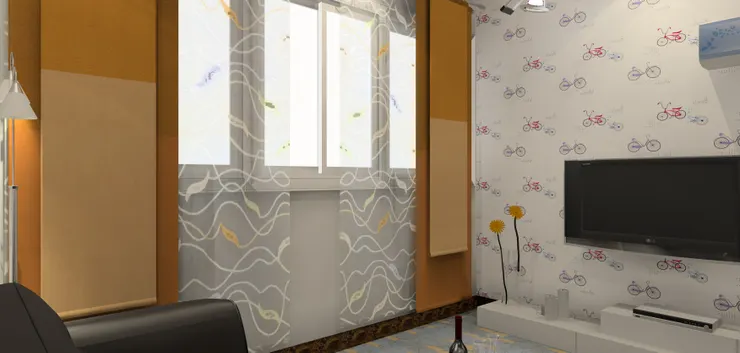 客廳也有窗。(但大家看到有個bug嗎?就是一邊窗有光,另一邊沒有。)