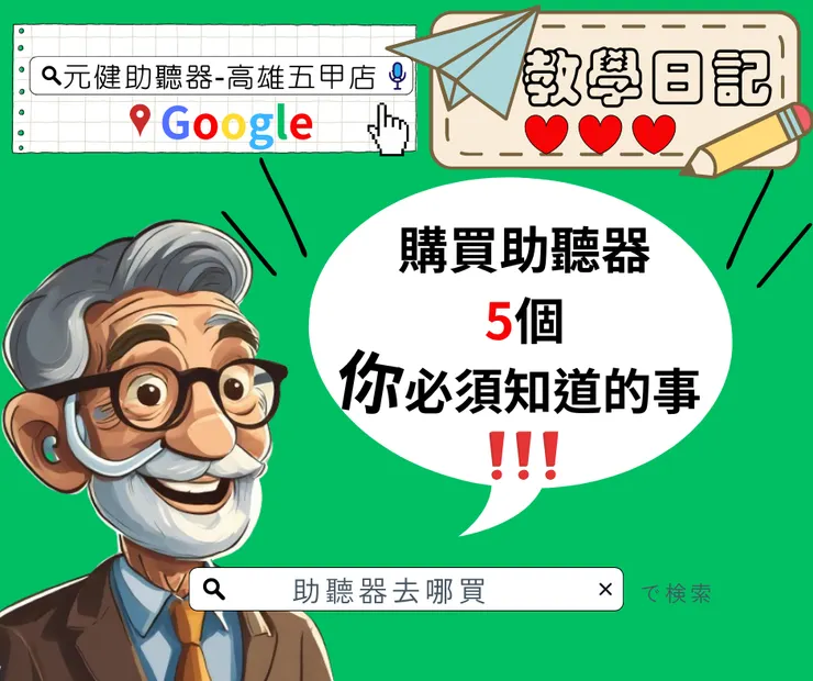 GOOGLE搜尋:元健助聽器-高雄五甲店