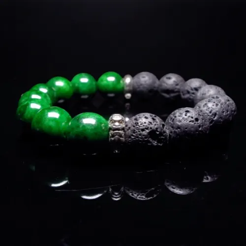 鐵龍生、火山石與S925銀龍扣 霸龍堅毅 男士手鍊