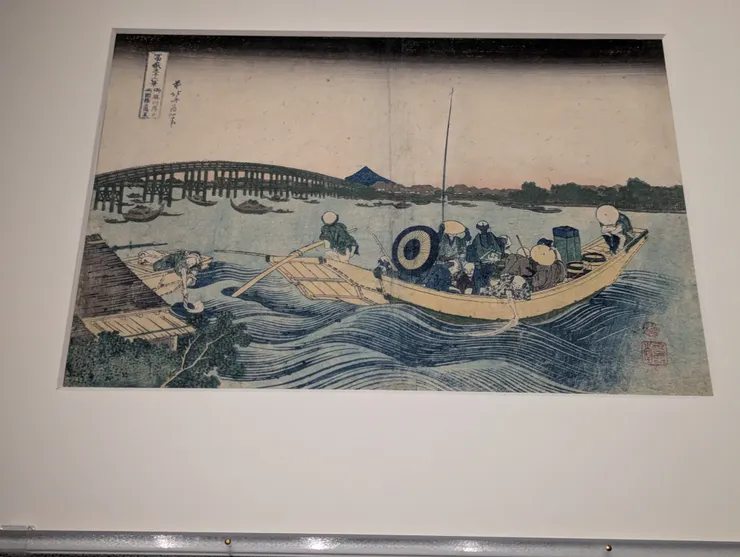 富嶽三十六景：從御廄川岸看兩國橋夕陽--葛飾北齋