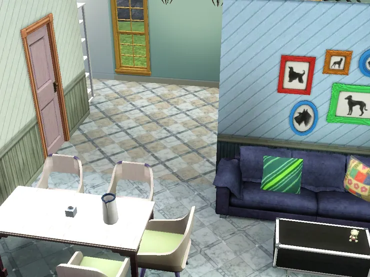 屋後方是另一個區域，所以用了不同顏色的地磚。