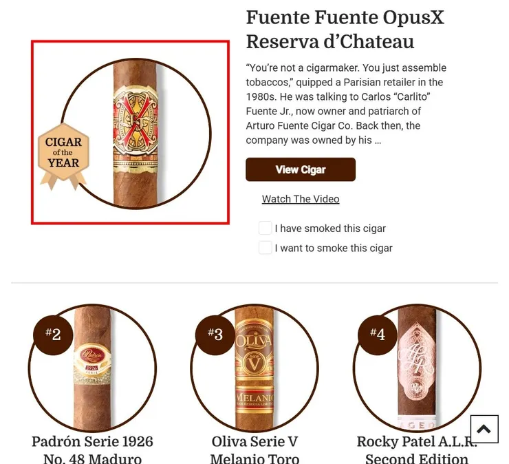 2023年,Fuente Fuente OpusX得到世界第一的殊榮