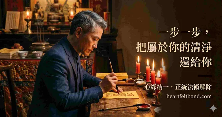 正統法師解降頭儀式流程切斷連結驅除靈體，心緣結一法術服務