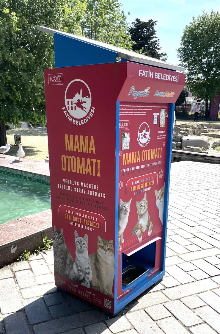 土耳其伊斯坦堡街區 貓糧捐款機