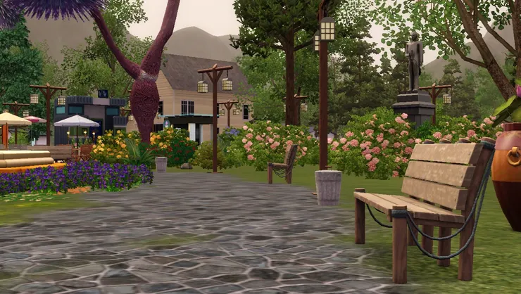 那邊的花也不相同，還有棵大怪樹。