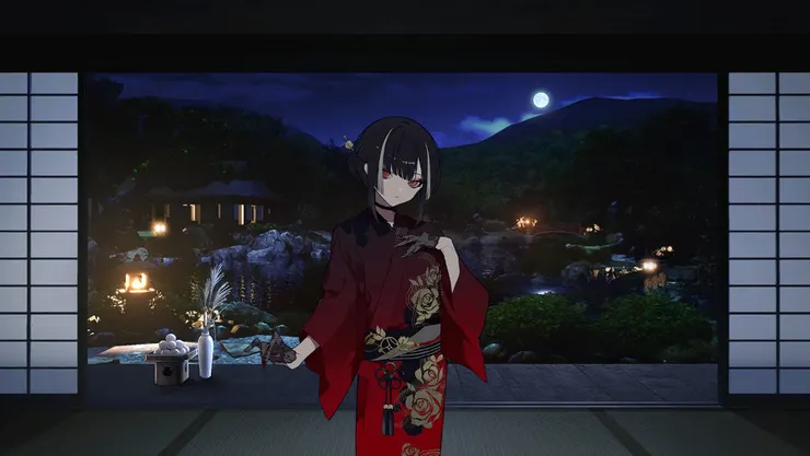 秋の庭　十五夜