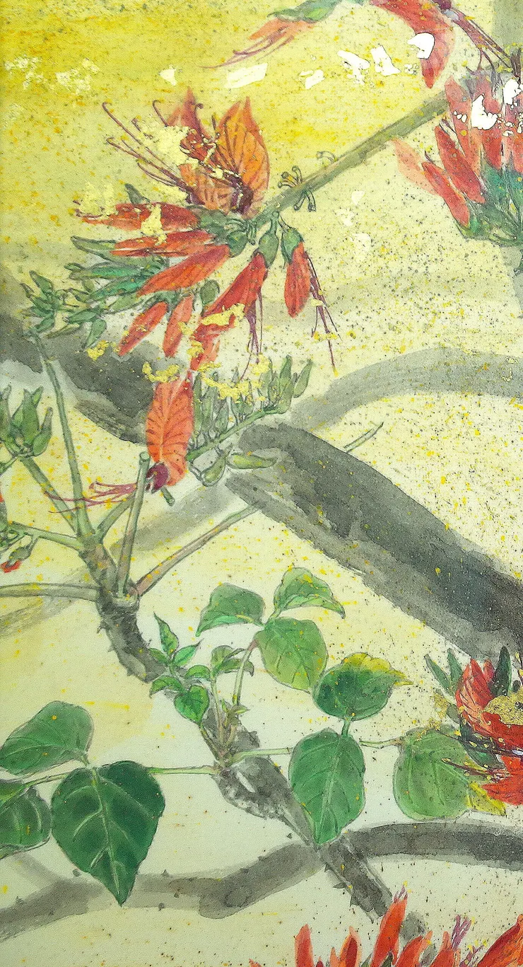 〈莿桐花開〉局部－莿桐花