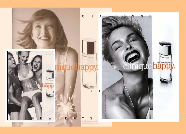 早期的快樂香水廣告，人物都是盡情地展現Happy的情緒