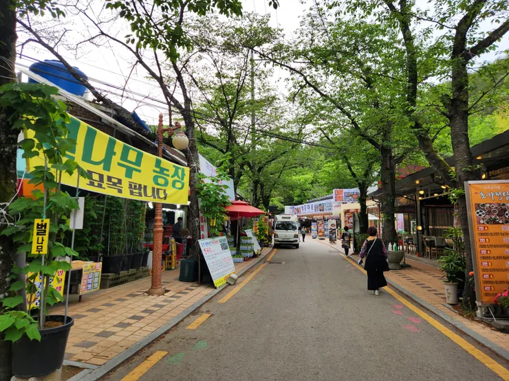 接著跟著指示牌，從商店街大路往塔寺方向前進（如果不爬山的人，跟著這條路走約1.9公里就能抵達塔寺）