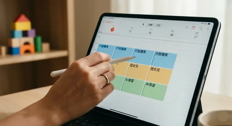 彈性的日曆規劃，讓妳在應對突發育兒狀況時，依然能保有對時間分配的主控權。