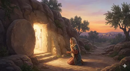 抹大拉的馬利亞清晨發現墓穴洞開發現耶穌已復活