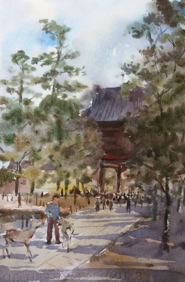 東大寺內鹿寫生