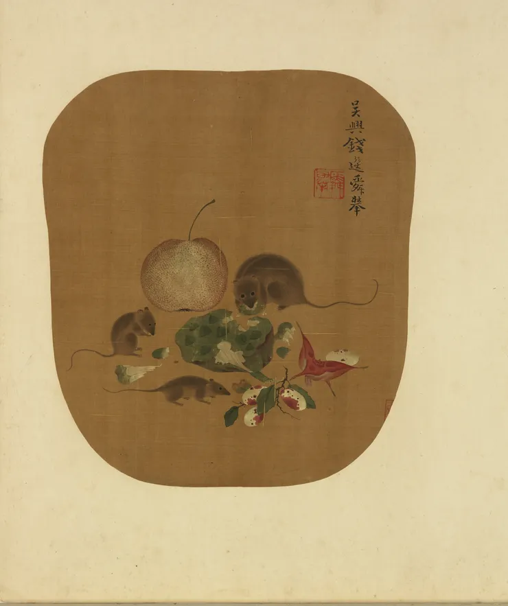 宋錢選蓮實三鼠，臺北故宮博物館藏