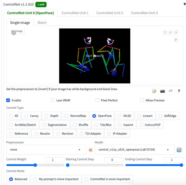 ControlNet的openpose設定