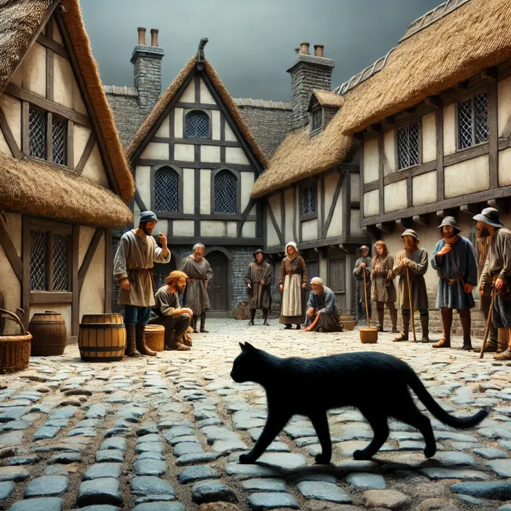 圖三：中世紀歐洲村莊中人們對黑貓的戒備