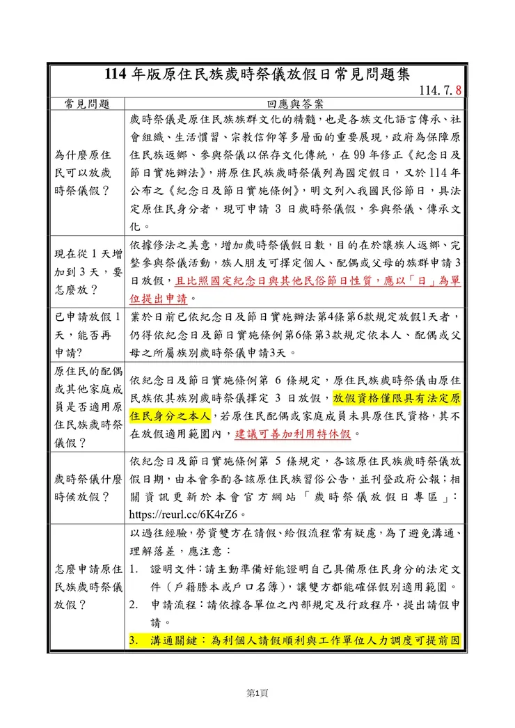 114年原住民族歲時祭儀放假日常見問題集_page-1
