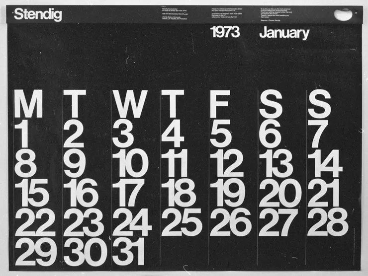Stendig Calendar 1973 (1966) Courtesy Vignelli Center for Design Studies