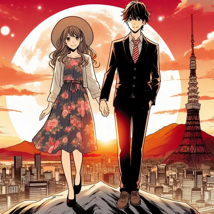 手夜幕降臨，城市燈光閃爍，我們手牽手走在路上牵手走在路上