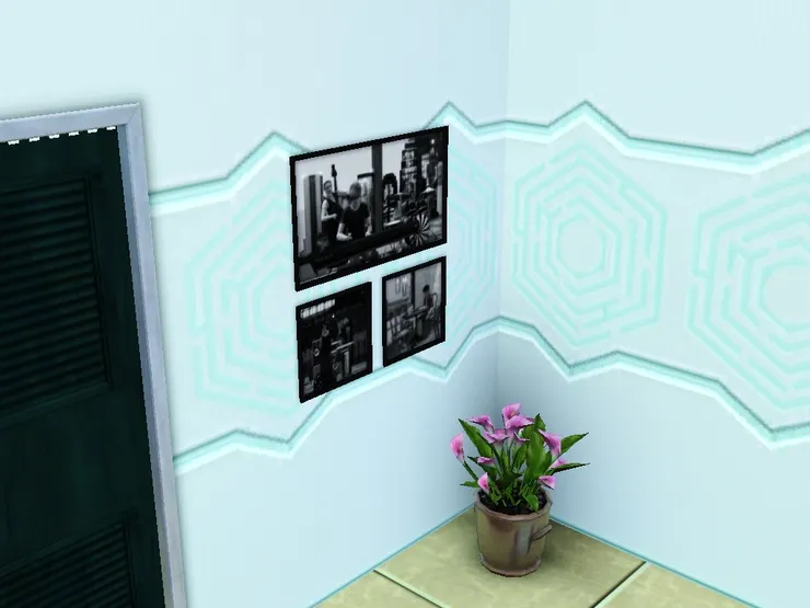 另一邊是旅行照片；角落擺個盆栽令這裏漂亮又有生氣。