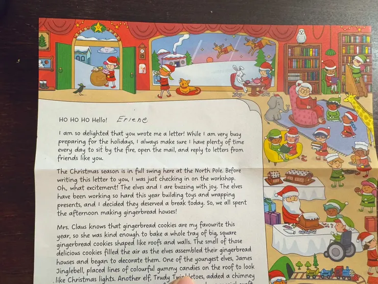 加拿大聖誕老公公的回信內容