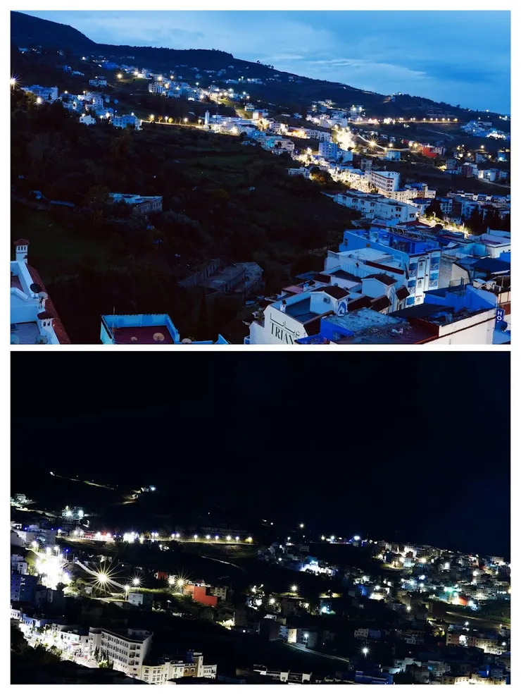 從飯店俯瞰的清晨和夜晚