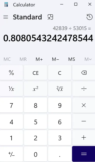 打開小算盤計算電池健康度百分比