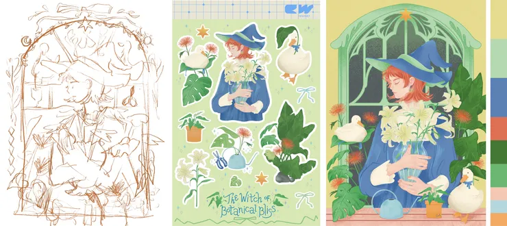 草圖 / 自製貼紙 / 配色