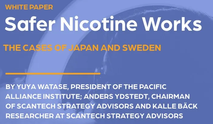 Tholos基金會與日本的太平洋聯盟 (Pacific Alliance Institute) 和瑞典顧問公司Scantech Strategy Advisors於共同發布一份書面政策《安全尼古丁可有效防治菸害》(Safer Nicotine Works)。圖：擷取自Tholos基金會。