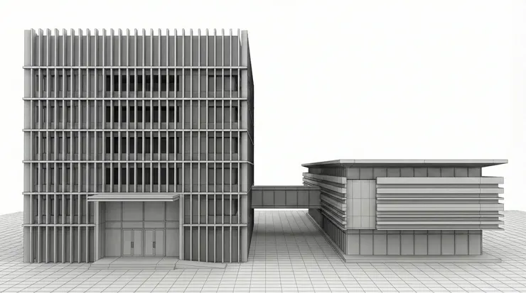 Modelo 3D en Rhino utilizado para renderizado con IA mediante un plugin de Rhino AI render.