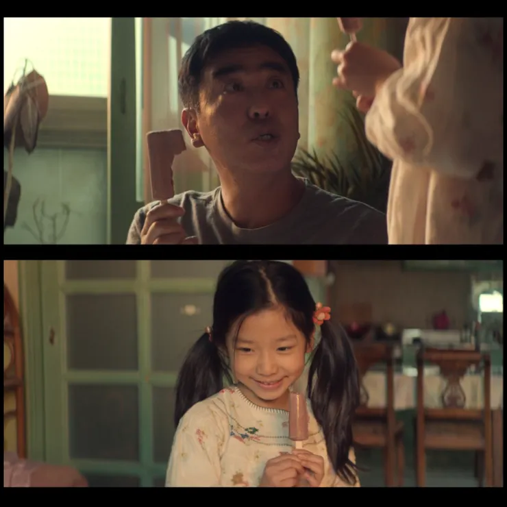 小小的張喜秀分享了冰棒大大的那半邊給她的傻瓜爸爸張洙源吃。( Source : Disney + )