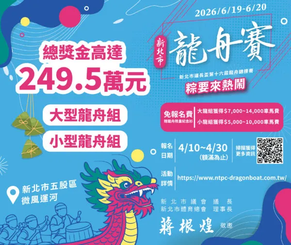 ▲新北市議長盃龍舟錦標賽報名開跑！4/10至4/30限時報名108組，額滿為止。(圖/主辦單位)