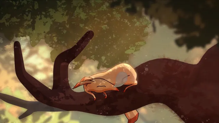 《山神》動畫截圖,睡覺的山神