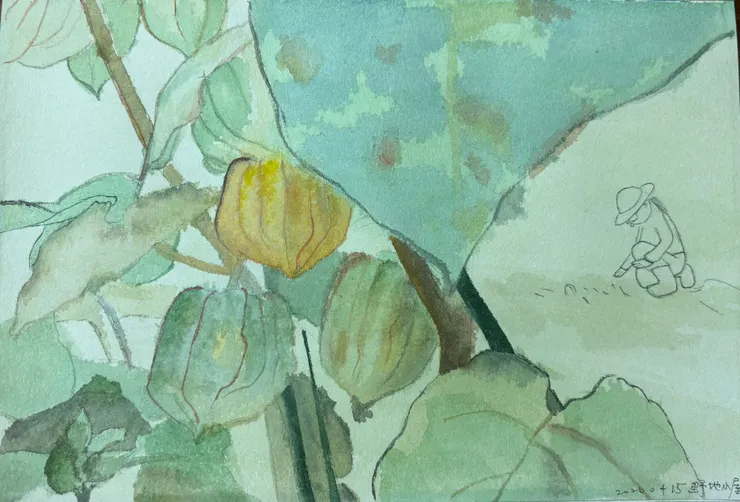 孩子在這頭,我在那頭。