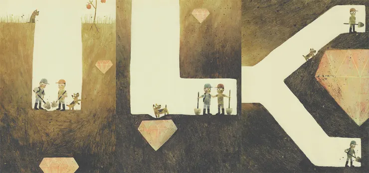 圖片來源:《一直一直往下挖》|文:麥克.巴奈特 圖:雍.卡拉森 親子天下;2014