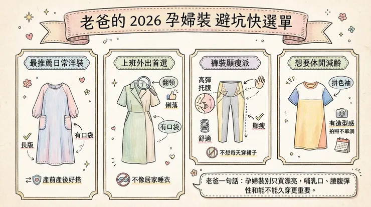 直接抄作業！老爸的 2026 孕婦裝 避坑快選單